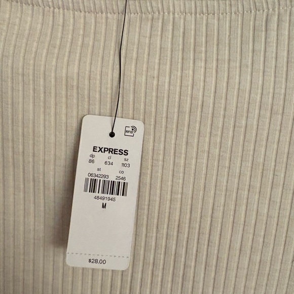 Express Cream Ribbed Blouse - Picture 2 of 3
